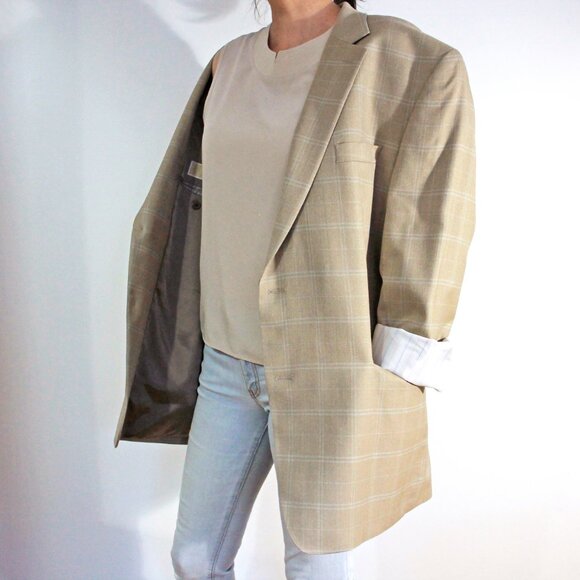✨Host Pick✨ Vintage MICHAEL KORS silk wool boyfriend blazer oversized Size 46R - Picture 5 of 8